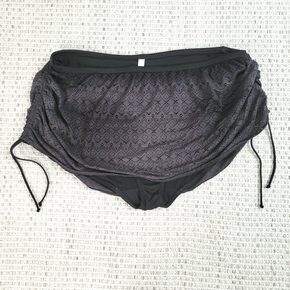 Cacique Swim Womens 24 Plus Black Swim Skirt Bathing Suit Bottoms Swimwear Mini